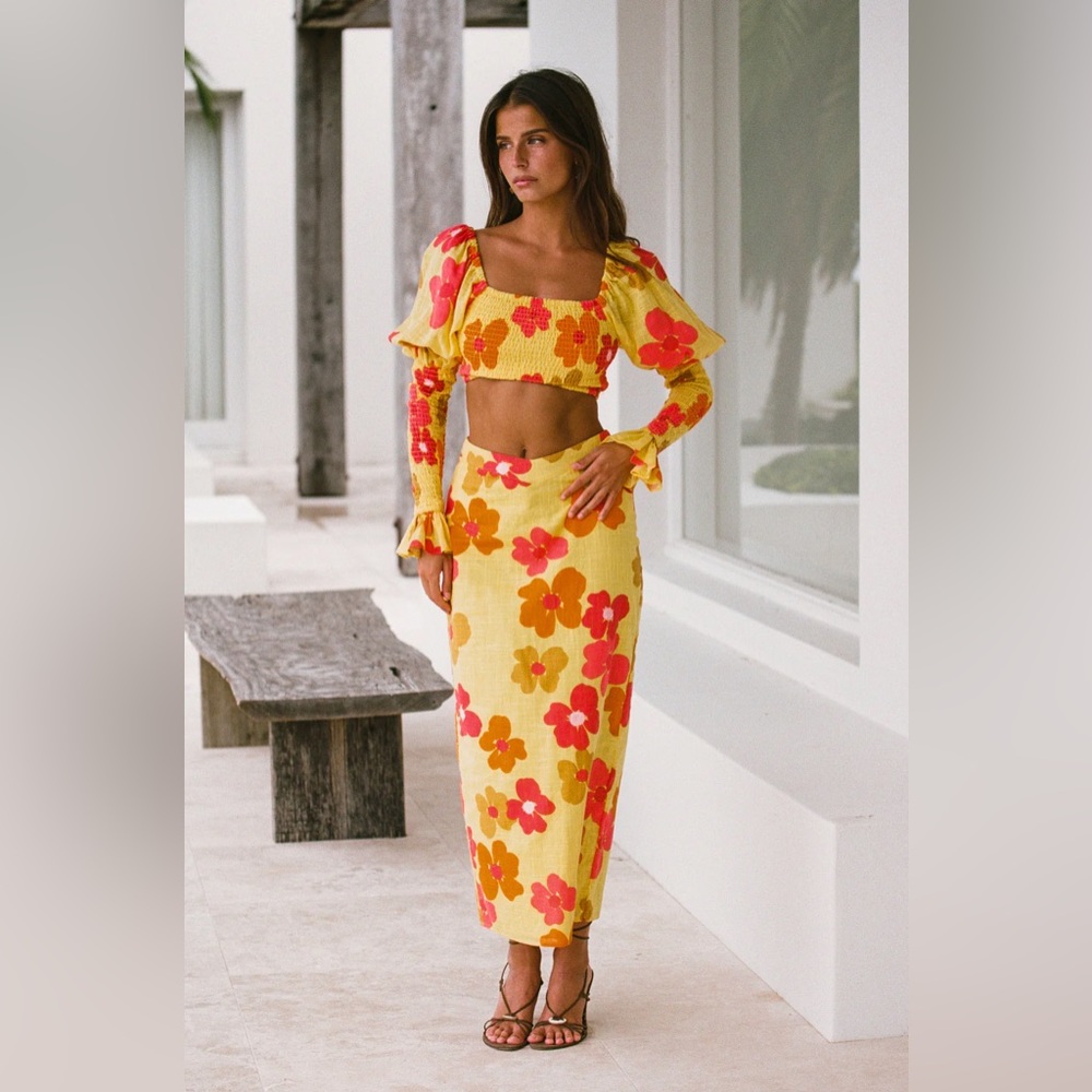 Sabo Skirt Yellow Floral Maxi Skirt Set